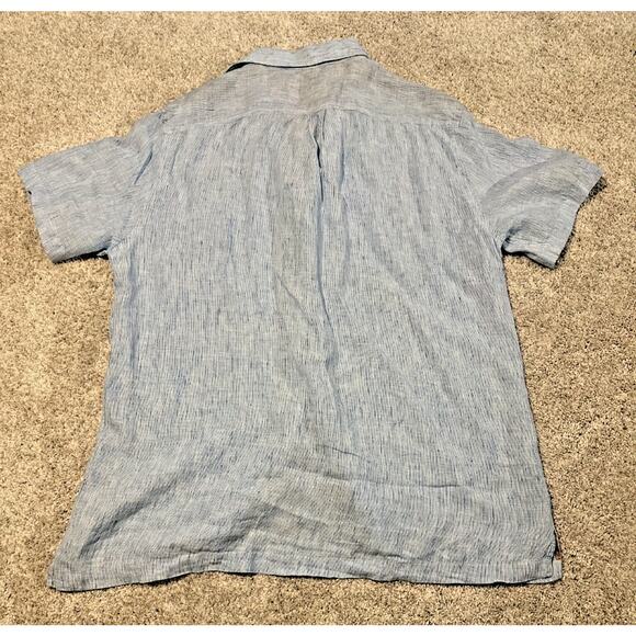 Joseph Abboud Men’s XL 100% Linen Shirt Blue Short Sleeve Casual Button Front - Picture 5 of 5